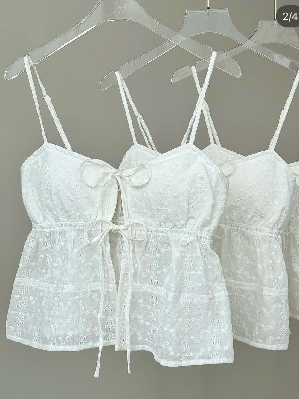White Eyelet Tie-Front Cami
